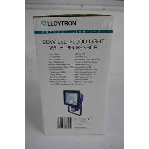 2113 - A Lloytron 20w wall mountable LED flood light with PIR sensor