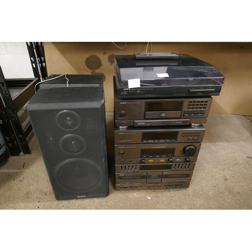 2153 - A quantity of Aiwa stereo equipment including a PX-E80 full automatic turntable system, a DX-M80 com... 