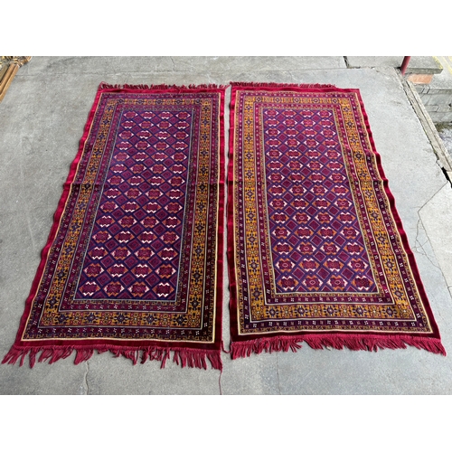 250 - Two Turkish red ground rugs