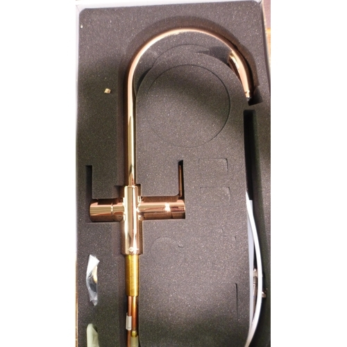 3068 - Insinkerator 3N1 Swan Neck Hot Water Rose Gold Tap with Insinkerator Tank, Filter and Installation P... 