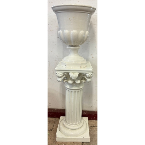 280 - A Victorian style porcelain jardiniere on stand