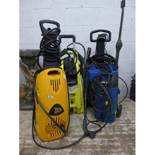 2227 - Four assorted pressure washers including JCB, Workzone, Alto and Wilks USA