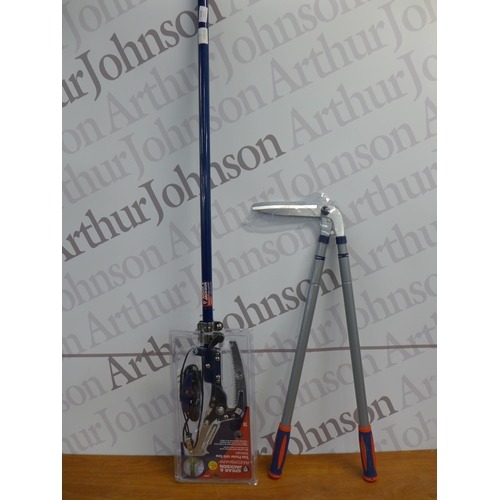 2229 - A Spear and Jackson tree pruner and saw set and a set of Spear and Jackson telescopic edging shears