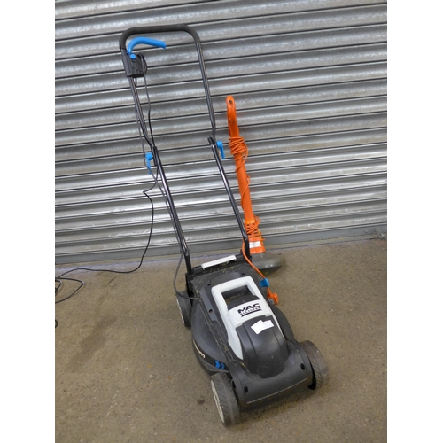 2274 - A Mac Allister electric lawnmower and a Flymo mini strimmer