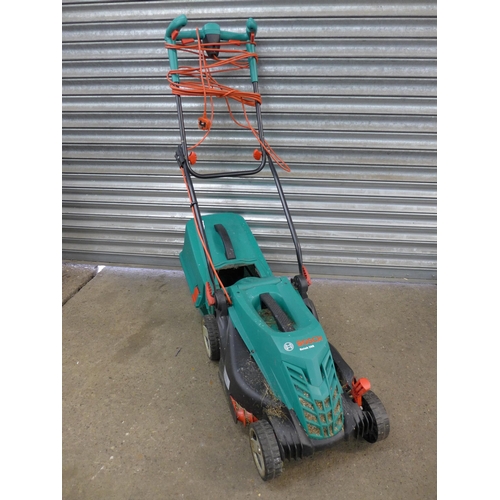 2289 - A Bosch Rotak 36R electric lawnmower and a Flymo mini strimmer