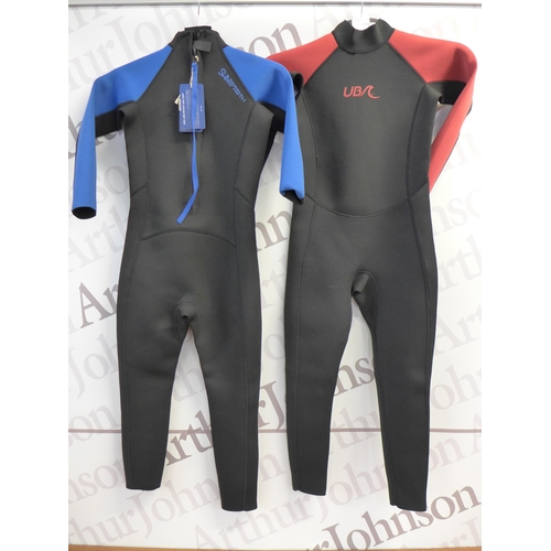 2298 - Two Urban beach sharp tooth long wet suits - kids size 9-10 years