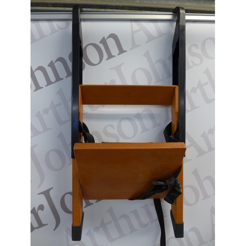 2313 - A quantity of wooden coat hangers and a Wonder World Handy - Sitt Booster seat/travel highchair