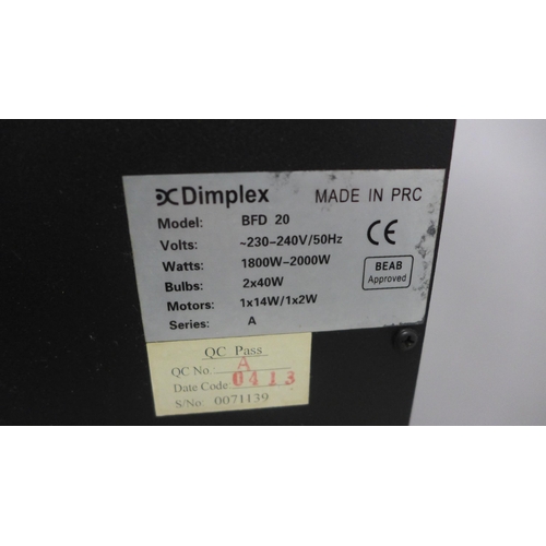 2428 - A Dimplex log and flame effect fire model BFD20, 230-240V, 1800w-2000W