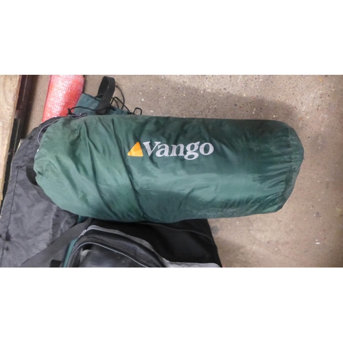 2437 - A large quantity of camping equipment including a Vango tent, a camping gas two burner stove, a wind... 