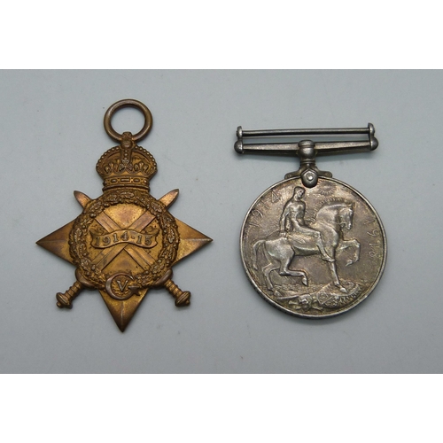 1081 - A pair of WWI medals Pte T. Donovan SA Veteran Regt