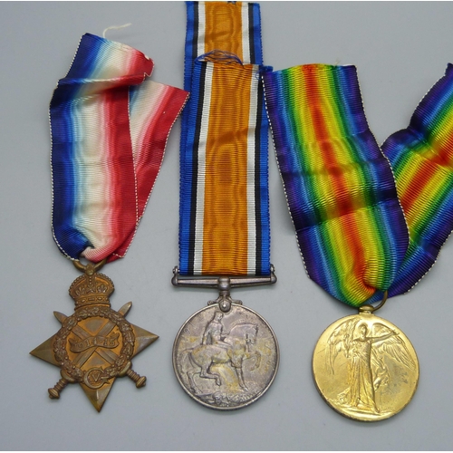 1086 - A set of three WWI medals to SJT L.J. Steyn 6DE OBS