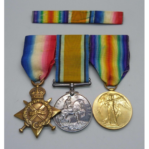 1089 - A set of WWI medals to 55792 GNR W. Dawson, Royal Artillery