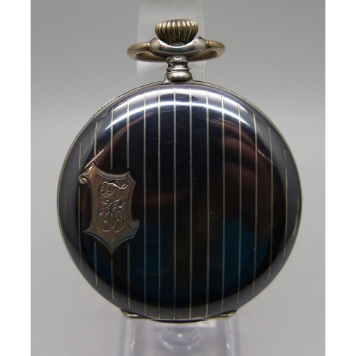 1097 - A Niello silver full hunter pocket watch