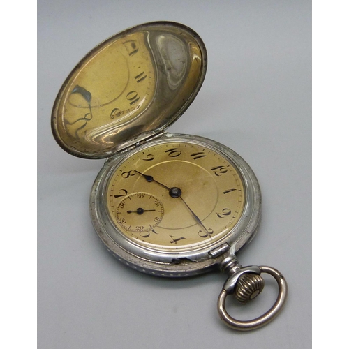 1097 - A Niello silver full hunter pocket watch