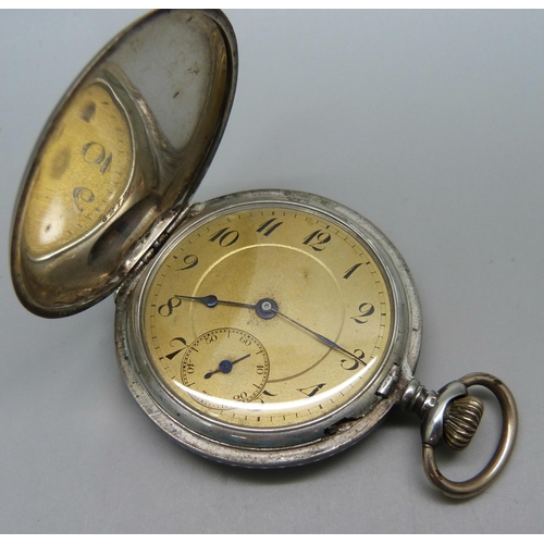 1097 - A Niello silver full hunter pocket watch