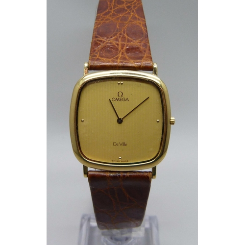 1098 - An Omega De Ville quartz wristwatch with Omega leather watch strap, case diameter 30mm