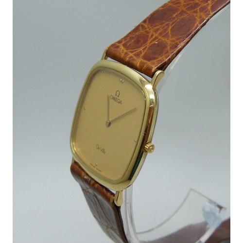 1098 - An Omega De Ville quartz wristwatch with Omega leather watch strap, case diameter 30mm