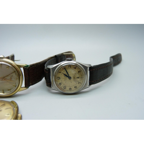 1099 - Four wristwatches, two Roamer, Meda and early Zenith