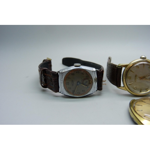 1099 - Four wristwatches, two Roamer, Meda and early Zenith