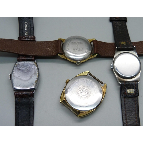 1099 - Four wristwatches, two Roamer, Meda and early Zenith