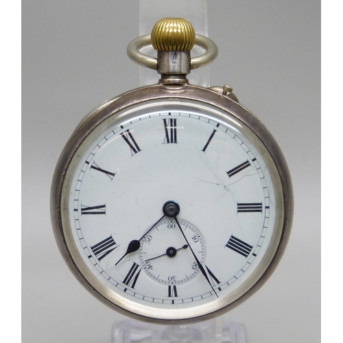 1106 - A silver Maxim top wind pocket watch