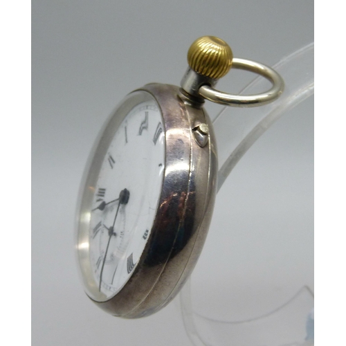 1106 - A silver Maxim top wind pocket watch