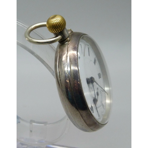 1106 - A silver Maxim top wind pocket watch