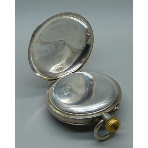 1106 - A silver Maxim top wind pocket watch