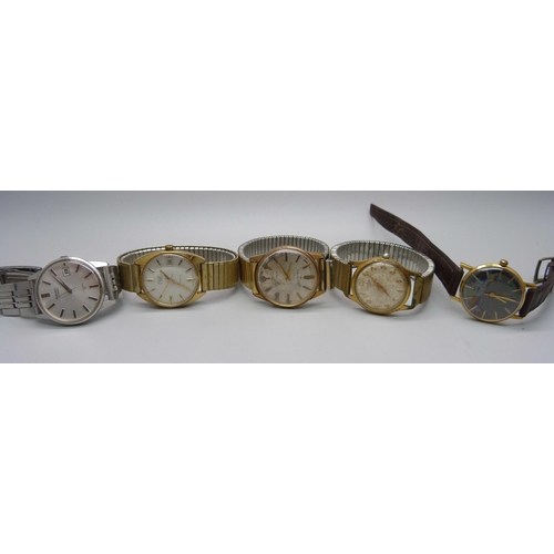 1107 - Five wristwatches including two Seiko and Sekonda