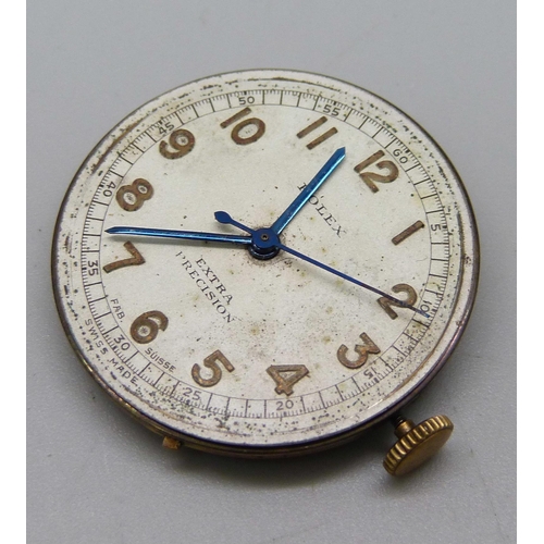 1109 - A 1940s Rolex Extra Precision watch movement, dial 28mm