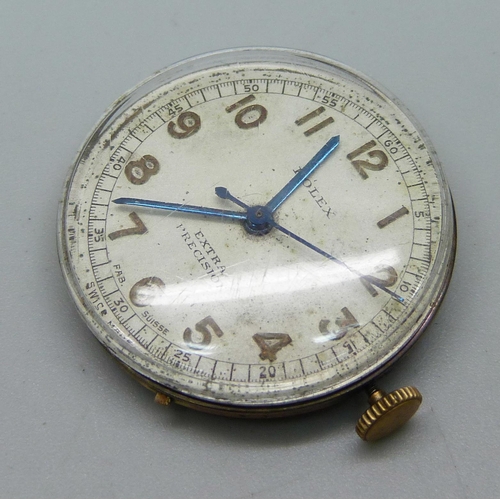 1109 - A 1940s Rolex Extra Precision watch movement, dial 28mm