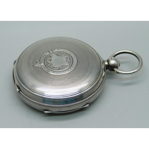 1110 - A heavy cased silver pocket watch, H L Brown & Son, Sheffield, Chester 1900, lacking minute hand and... 