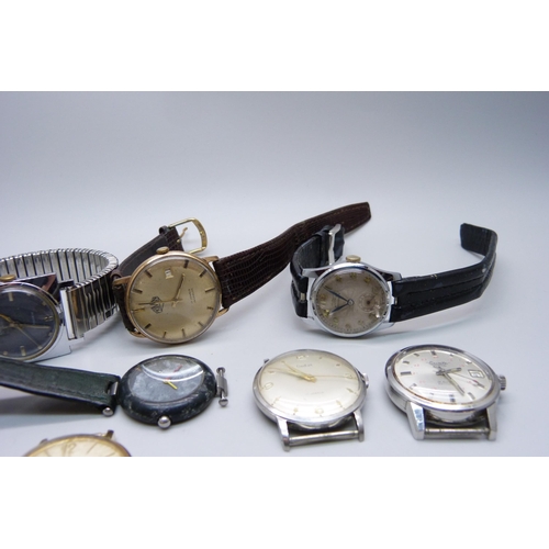 1116 - A collection of manual wind wristwatches including Climax, Everite, Tissot rock watch, strap a/f, et... 