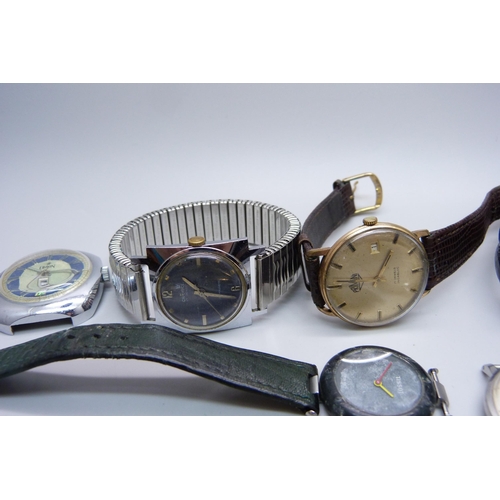 1116 - A collection of manual wind wristwatches including Climax, Everite, Tissot rock watch, strap a/f, et... 