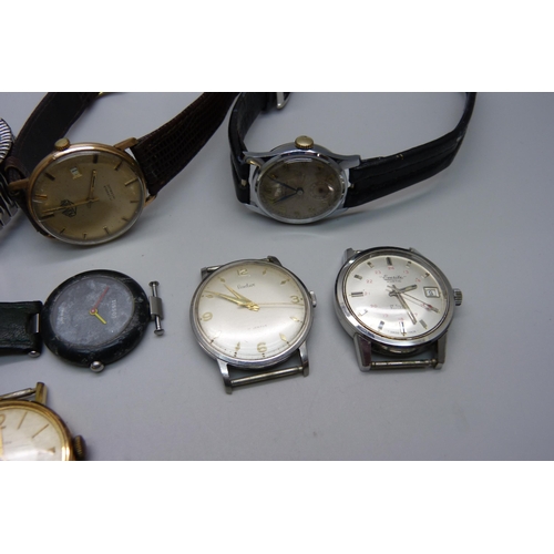 1116 - A collection of manual wind wristwatches including Climax, Everite, Tissot rock watch, strap a/f, et... 