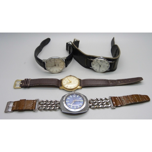 1126 - Four wristwatches; Seiko, Allaine, Smiths Astral and Adrem