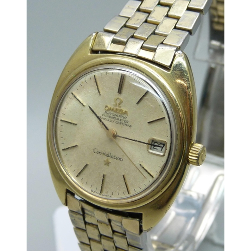 1130 - An Omega Constellation automatic chronometer  wristwatch with date, on original strap