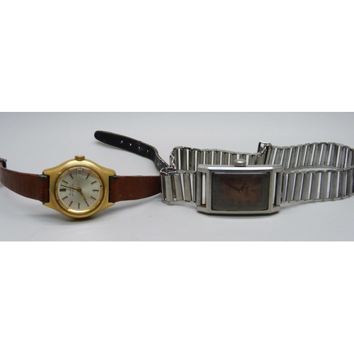 1131 - A Cyma De Luxe wristwatch, waterproof, shock resistant and a lady's Bulova Accutron wristwatch