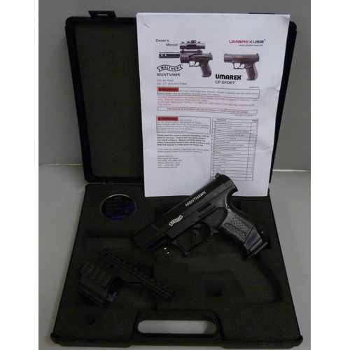 829 - A Walther Nighthawk cal. .177 air pistol, with case and instructions