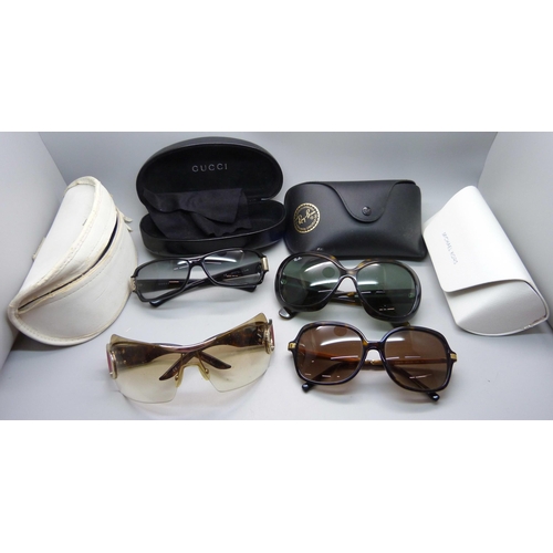 833 - Four pairs of sunglasses, Gucci, Dior, Rayban and Michael Kors