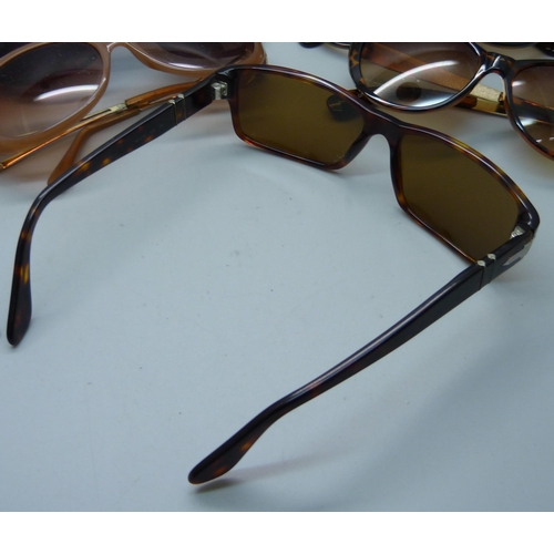 834 - A collection of lady's sunglasses including Persol and Barbour