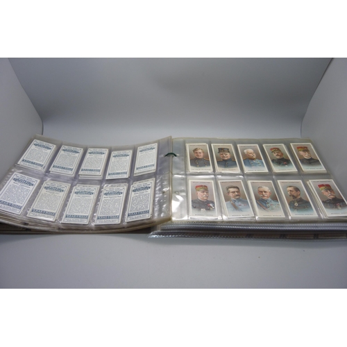 843 - CIGARETTE CARDS, ten complete sets, including Wills WWI, Lea & Wix silks, Phillips, etc., 495