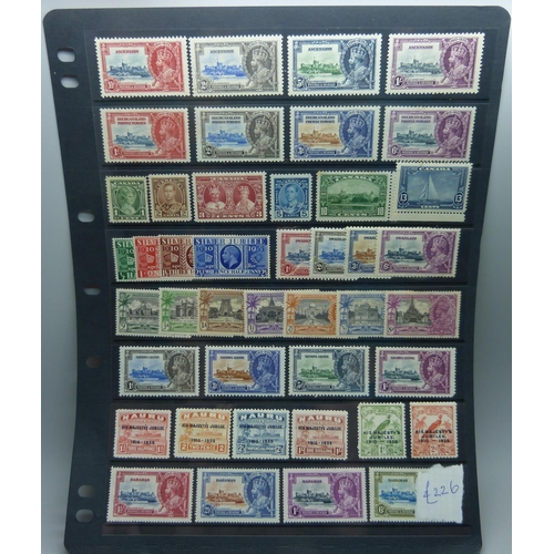 845 - Stamps; a stock sheet containing ten complete mint sets of 1935 Silver Jubilee sets