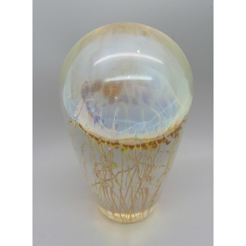 852 - A Richard Satava glass jellyfish dump paperweight, with certificate, 164mm