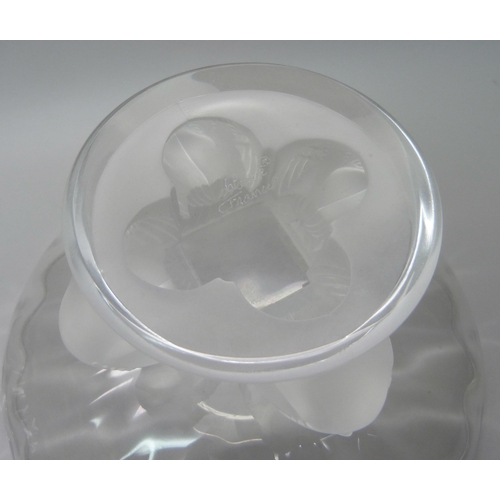 853 - A pair of glass Lalique France pedestal bowls, diameter 14cm