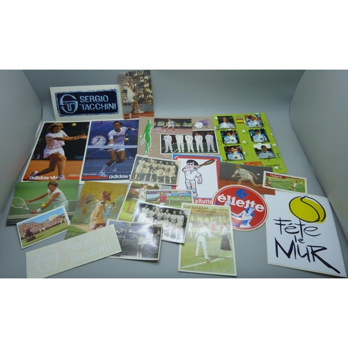 861 - Tennis ephemera; including 1933 Daily Sketch, Le Tennis de Albarran booklet (1930s), postcards and t... 