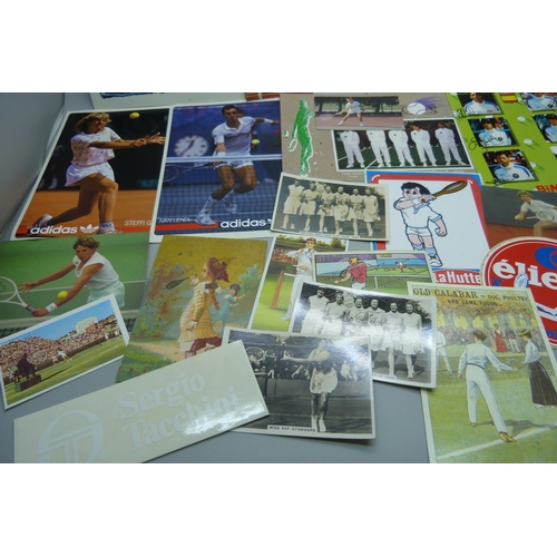 861 - Tennis ephemera; including 1933 Daily Sketch, Le Tennis de Albarran booklet (1930s), postcards and t... 