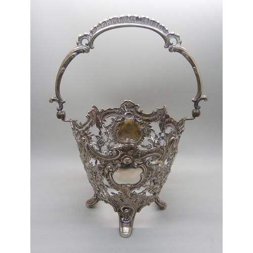 866 - A German silver basket, no liner, 163g