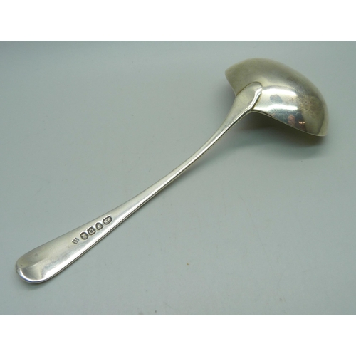 888 - A George III silver ladle, London 1799, 49g