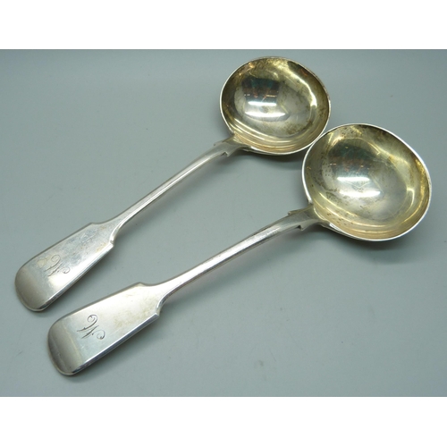 889 - A pair of late Victorian silver ladles, 151g